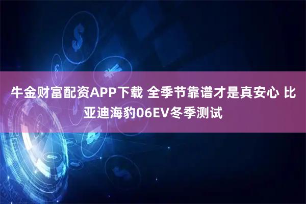 牛金财富配资APP下载 全季节靠谱才是真安心 比亚迪海豹06EV冬季测试